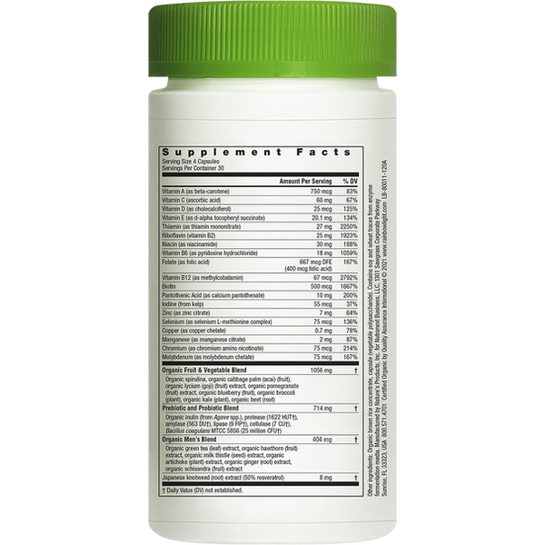 Multivitaminico Certificato per Uomini, 120 Capsule Vegetariane
