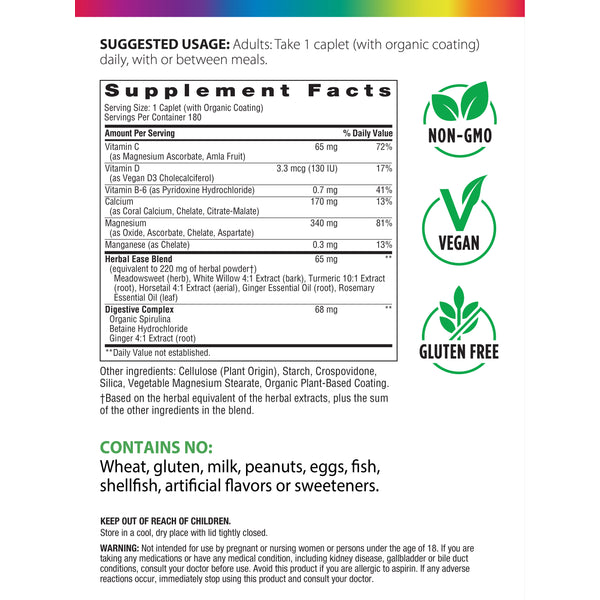 Magnesium Calcium + Real Food Nutrients, 180 Vegan Caplets