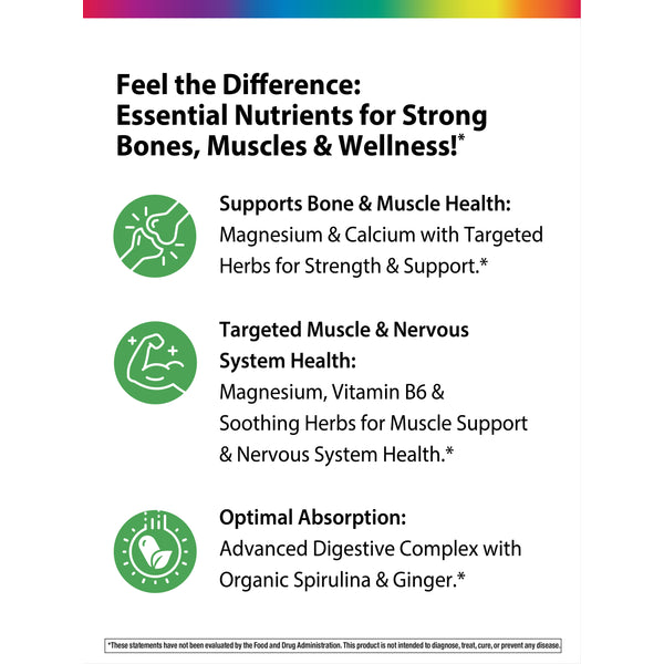 Magnesium Calcium + Real Food Nutrients, 180 Vegan Caplets