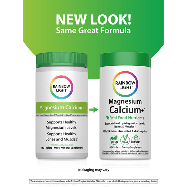 Magnesium Calcium + Real Food Nutrients, 180 Vegan Caplets