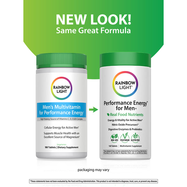Multivitamines Performance Énergie pour Hommes + Nutriments d'Aliments Réels, 180 Comprimés Végétariens