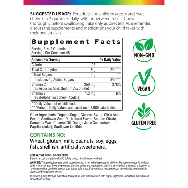Gummy Vitamin C Slices 250 mg (per Serving), 90 Vegan Gummies
