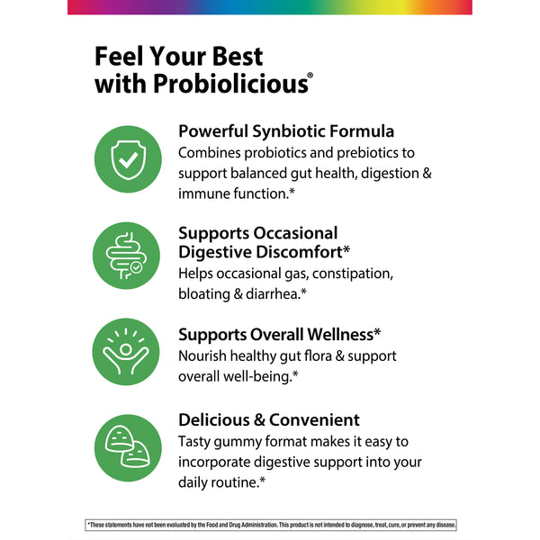 Probiolicious Probiotic Gummies, 50 Vegan Gummies