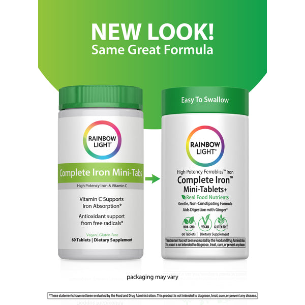 Complete Iron Mini-Tablets + Real Food Nutrients, 60 Vegan Mini-Tablets