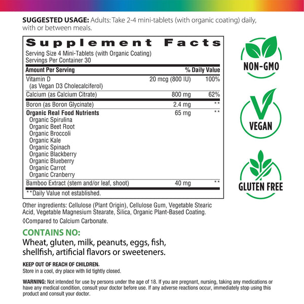 Calcium Citrate Mini-Tablets + Real Food Nutrients, 120 Vegan Mini-Tablets