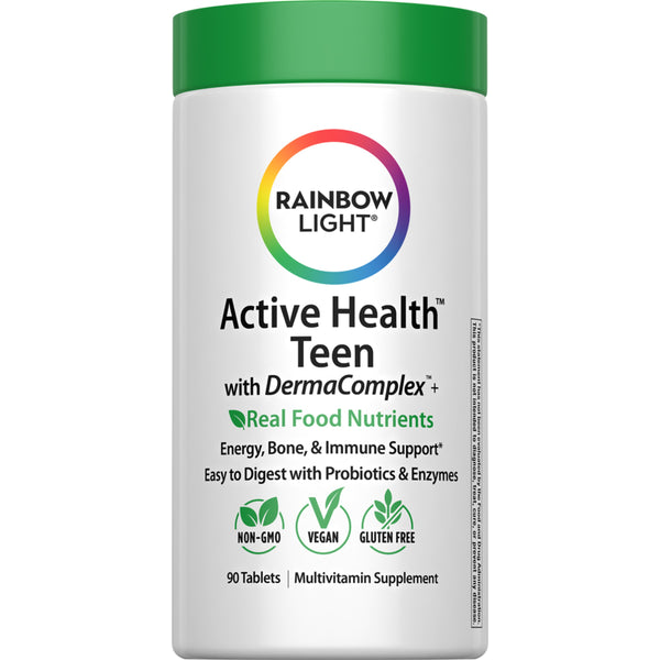 Active Health Teen with DermaComplex + Real Food Nutrients, 90 Vegan Caplets Bottle