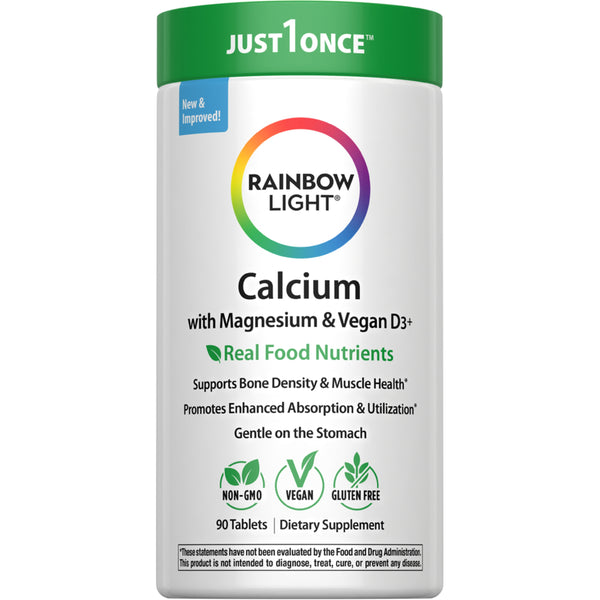 Calcio, Magnesio e D3 Vegano + Nutrienti da Cibo Reale, 90 Compresse Vegane