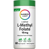 Bottle of L-Methyl Folate 5-MTHF 15 mg containing 60 vegan capsules, a bioactive form of folate for dietary supplementation.