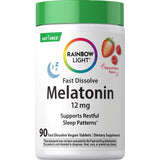 Melatonin 12 mg Fast Dissolve Vegan Tablets, 90 count, Natural Berry Flavor, supports restful sleep patterns.