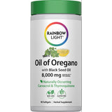 Rainbow Light Oil of Oregano with Black Seed Oil, 8,000 mg equivalent per serving, available in 90 softgels.