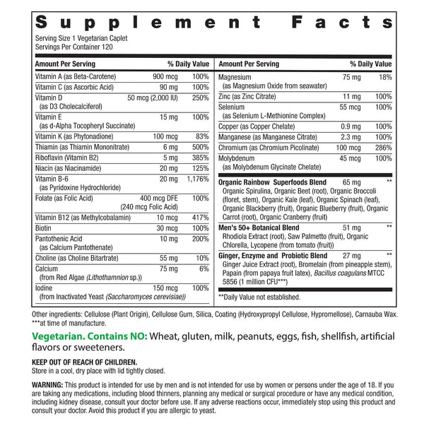 Men's One 50+ plus Real Food Nutrients, 120 Vegetarian Caplets