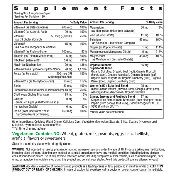 Women's One 50+ plus Real Food Nutrients, 120 Vegetarian Caplets