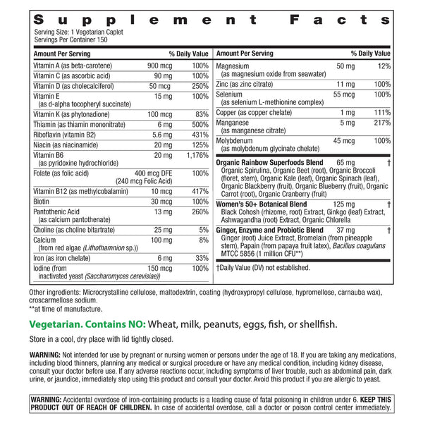 Women's One 50+ plus Real Food Nutrients, 150 Vegetarian Caplets