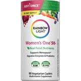 Rainbow Light Women's One 50+ Multivitamin Supplement, 90 vegetarian caplets. Take 1 daily for a 90-day supply.
