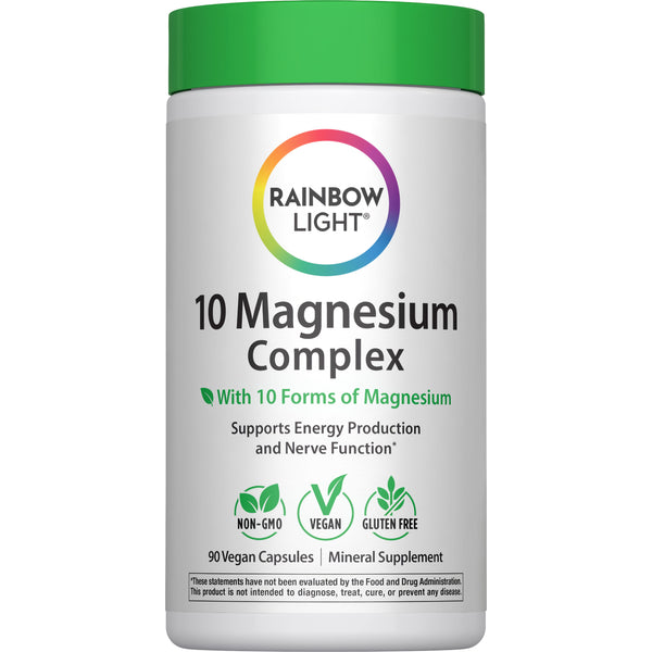 10 Magnesium Complex, 90 Vegan Capsules. Supports energy and nerve function. Non-GMO, Vegan, Gluten Free.