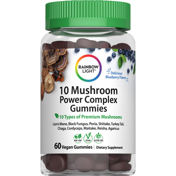 10 Mushroom Power Complex Gummies Blueberry Flavor, 60 Vegan Gummies