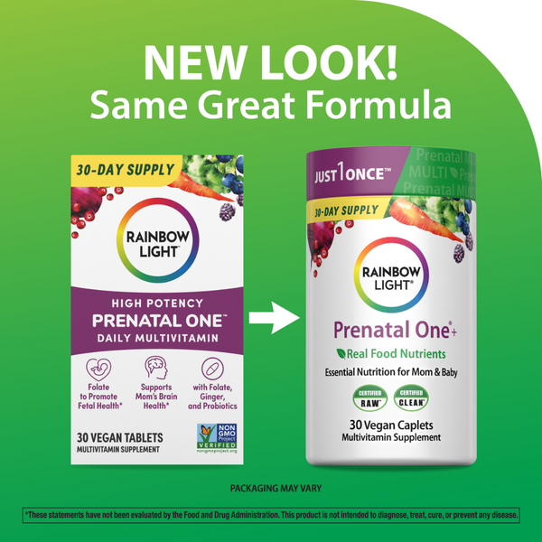 Prenatal One + Real Food Nutrients, 30 Vegan Caplets