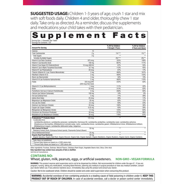 Kid’s One Multi + Real Food Nutrients Fruit Punch, 120 Chewable Vegan Tablets
