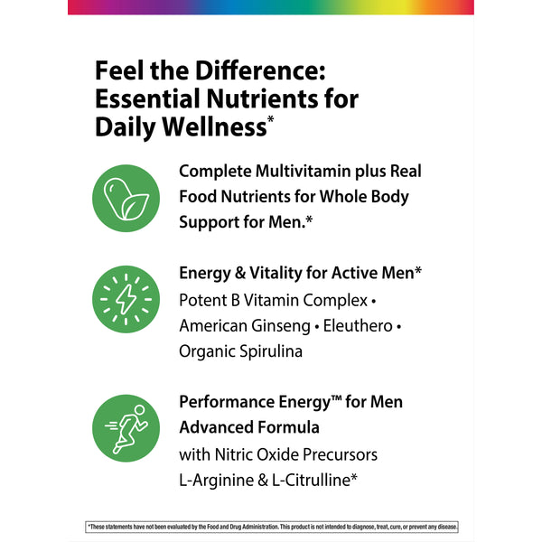 Performance Energy Multi For Men + Real Food Nutrients, 180 Vegetarian Caplets