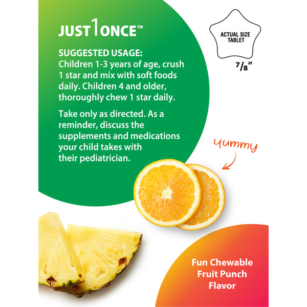 Kid’s One Multi + Real Food Nutrients Fruit Punch, 90 Chewable Vegan Tablets