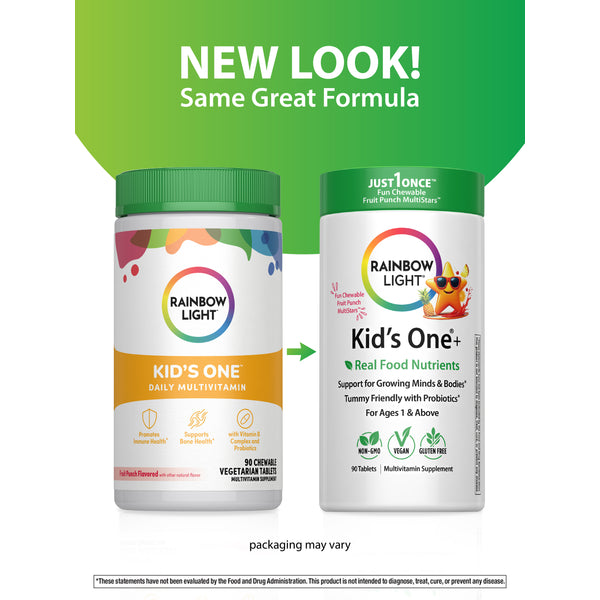 Kid’s One Multi + Real Food Nutrients Fruit Punch, 90 Chewable Vegan Tablets