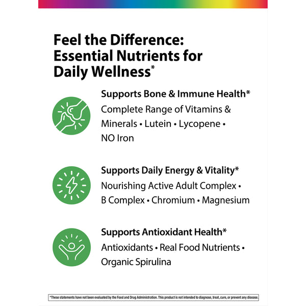 Active Adult 50+ plus Real Food Nutrients, 90 Vegan Caplets