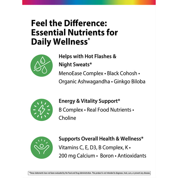 Menopausa One + Nutrienti da Cibo Reale, 90 Compresse Vegane