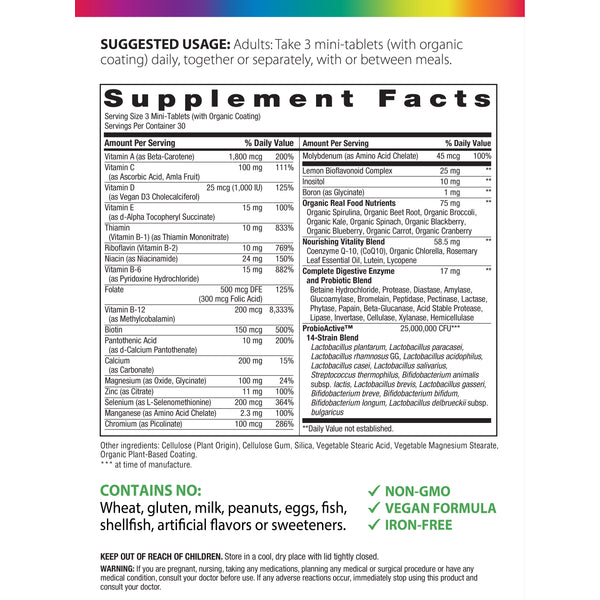 50+ Mini-Tablet plus Real Food Nutrients, 90 Vegan Tablets