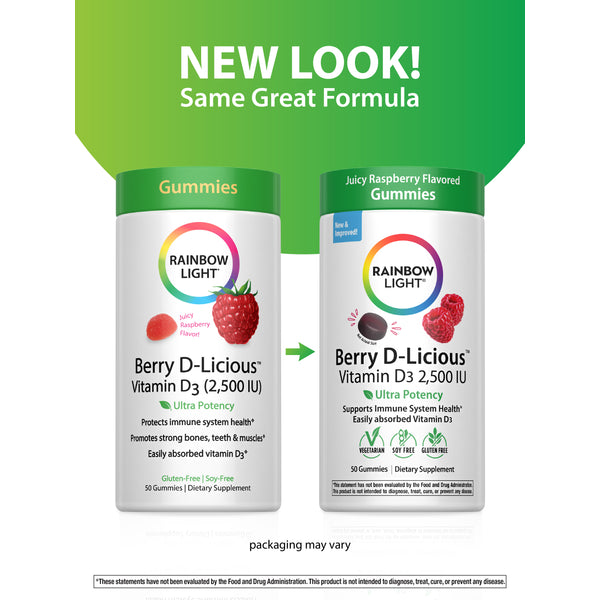 Berry D-Licious D3 2,500 IU Gummies, 50 Vegetarian Gummies New Look