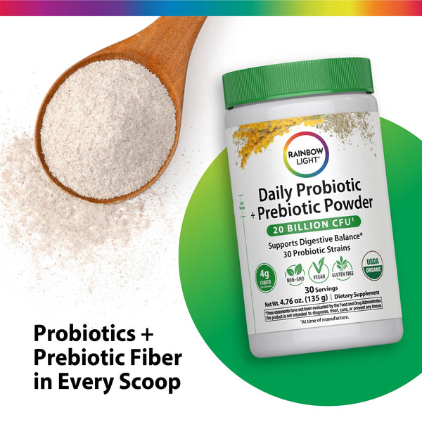 Daily Prebiotic + Probiotic Powder (Organic), 20 Billion CFU, 4.76 oz Bottle