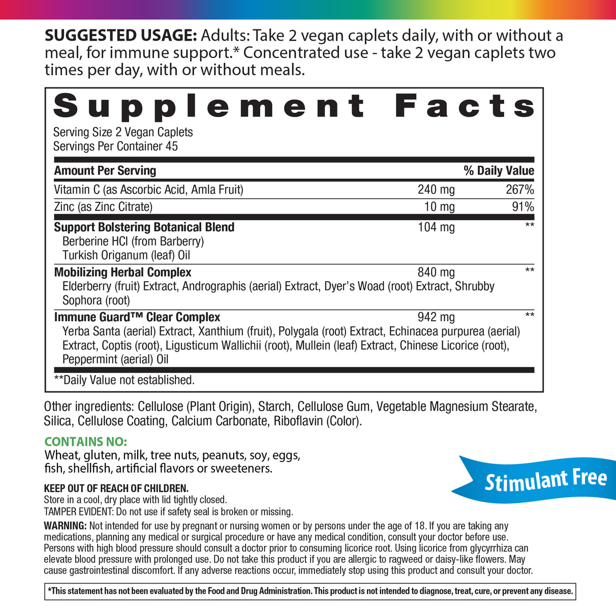 Image showing the Supplement Facts panel for RL Counter Attack, containing details about the ingredients in 90 tablets.