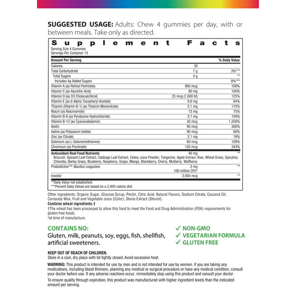 Men's Energy Multivitamin + Real Food Nutrients, 60 Vegetarian Gummies Supplement Facts