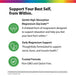 Product highlights graphic stating Supports relaxation and feeling your best, supports nerve, bone, and muscle health, Non-GMO and Gluten Free.