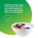 Usage: Adults, 2 softgels daily with meal; heat sensation normal. Oval softgel is 1/2 inch. Bowl of yogurt with berries & granola.