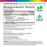 Supplement Facts panel detailing ingredients for Pumpkin Seed Saw Palmetto 90 Softgels.