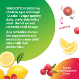 Kid's Magnesium Gummies Lemon Raspberry Flavor, 60 Vegan Gummies