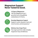 10 Magnesium Gummies Sour Grape Flavor, 60 Vegan Gummies
