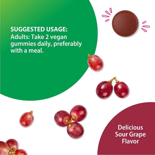 10 Magnesium Gummies Sour Grape Flavor, 60 Vegan Gummies