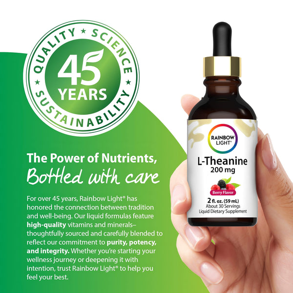 L-Theanine 200 mg Berry Flavor, 2 fl oz (59 mL) Dropper Bottle