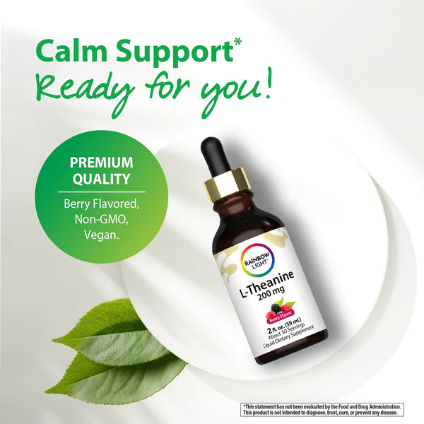 L-Theanine 200 mg Berry Flavor, 2 fl oz (59 mL) Dropper Bottle