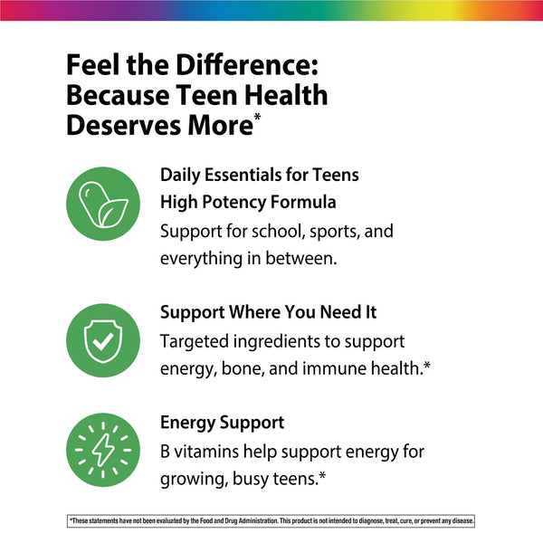 Active Health Teen with DermaComplex + Real Food Nutrients, 45 Vegan Caplets