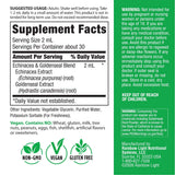 Supplement Facts panel for Echinacea & Goldenseal Liquid Extract, 2 fl oz bottle, displaying nutritional information.