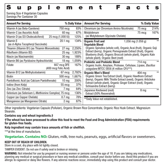 Zertifiziertes Männer-Multivitamin, 120 vegetarische Kapseln