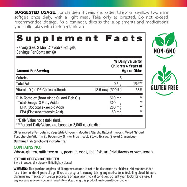 Children's DHA with Vitamin D3, 120 Mini Chewable Softgels