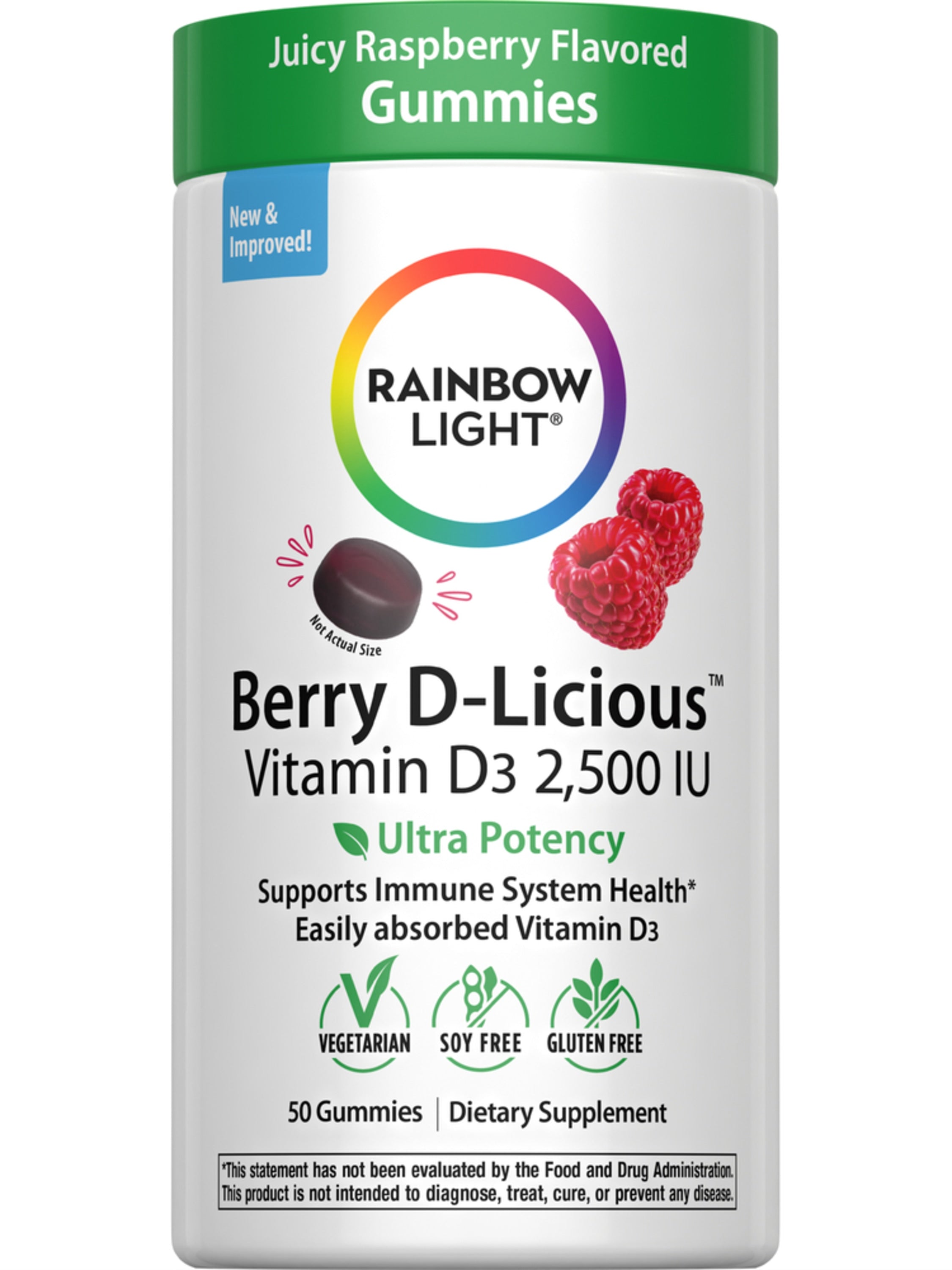 Berry D-Licious D3 2,500 IU Gummies, 50 Vegetarian Gummies Bottle