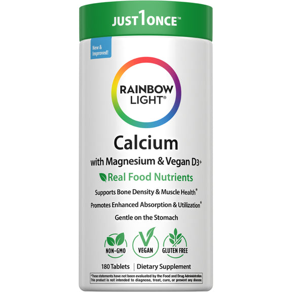 Cálcio, Magnésio e D3 Vegano + Nutrientes de Alimentos Reais, 180 Cápsulas Vegetarianas