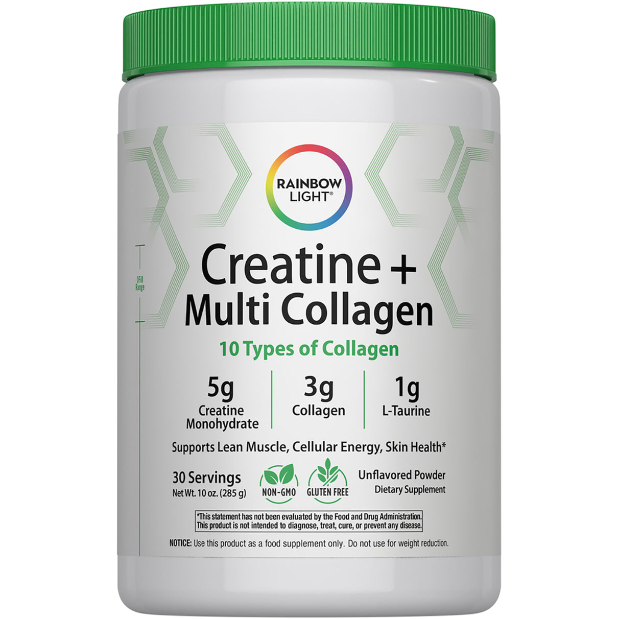 Creatina + Polvo de Colágeno Multifuente, Botella de 10 oz (285 g)