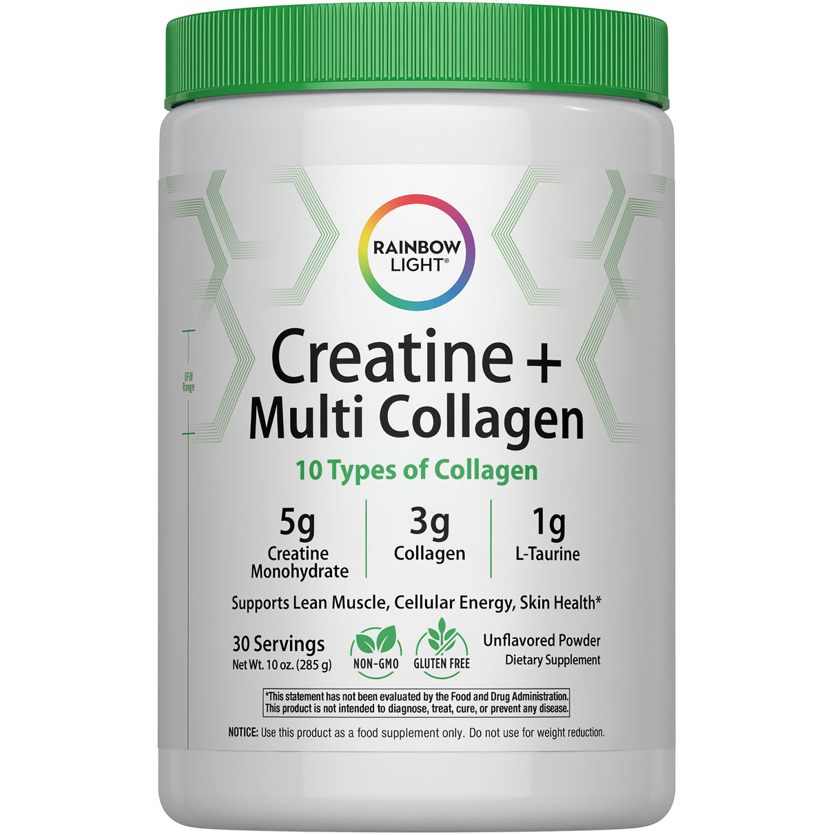 Creatina + Polvo de Colágeno Multifuente, Botella de 10 oz (285 g)