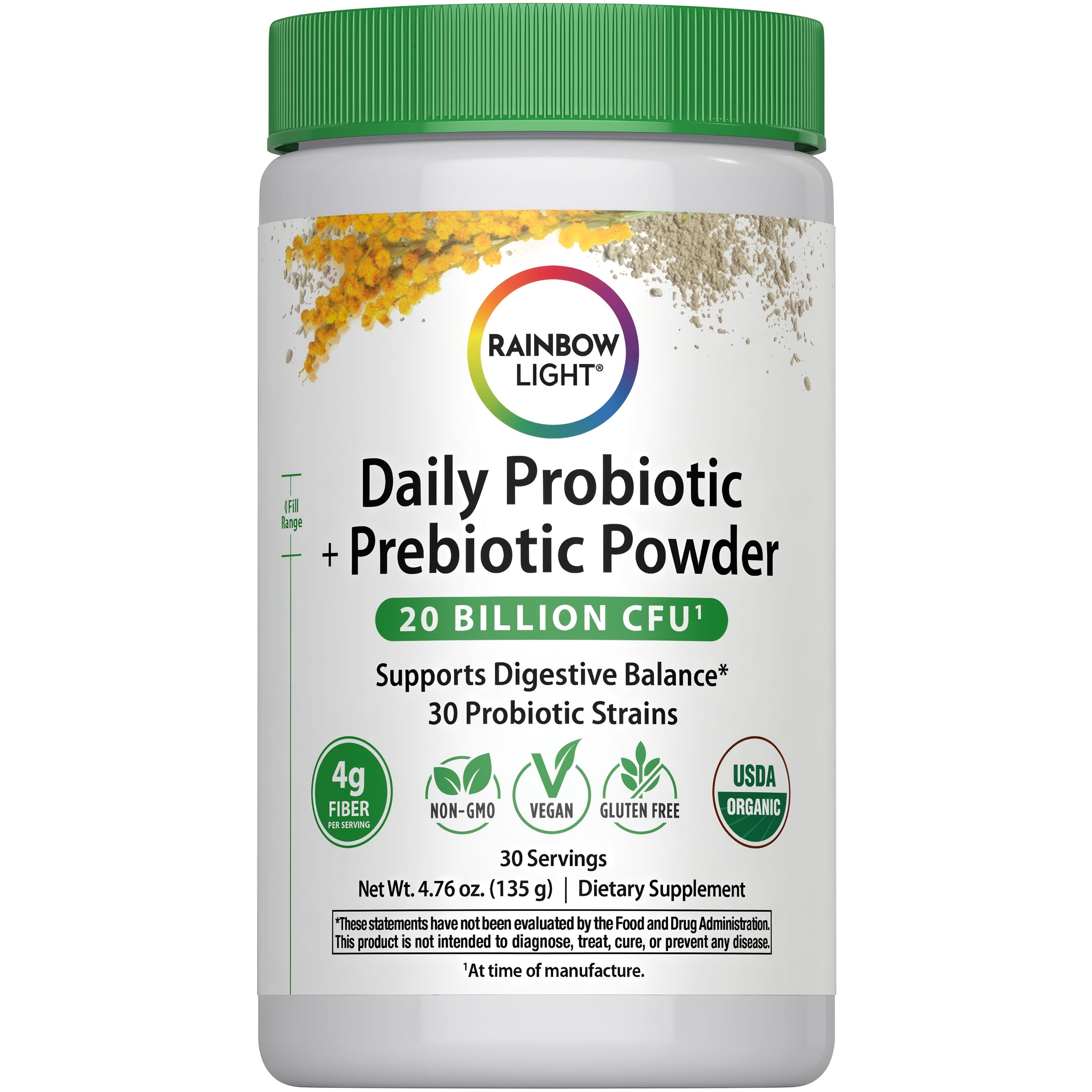 Daily Prebiotic + Probiotic Powder (Organic), 20 Billion CFU, 4.76 oz