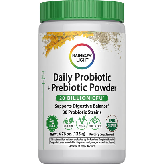 Daily Prebiotic + Probiotic Powder (Organic), 20 Billion CFU, 4.76 oz Bottle